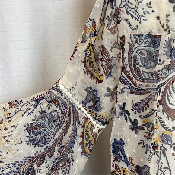 SOLD Sheer Chiffon Bell Sleeve Swiss Dot Top - Picture 8 of 12